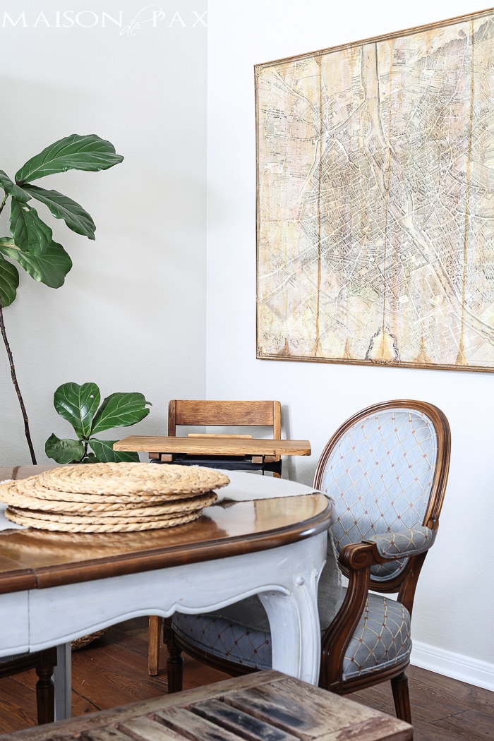 french dining room with diy vintage map | aiweb9ygdry.cmersite.com