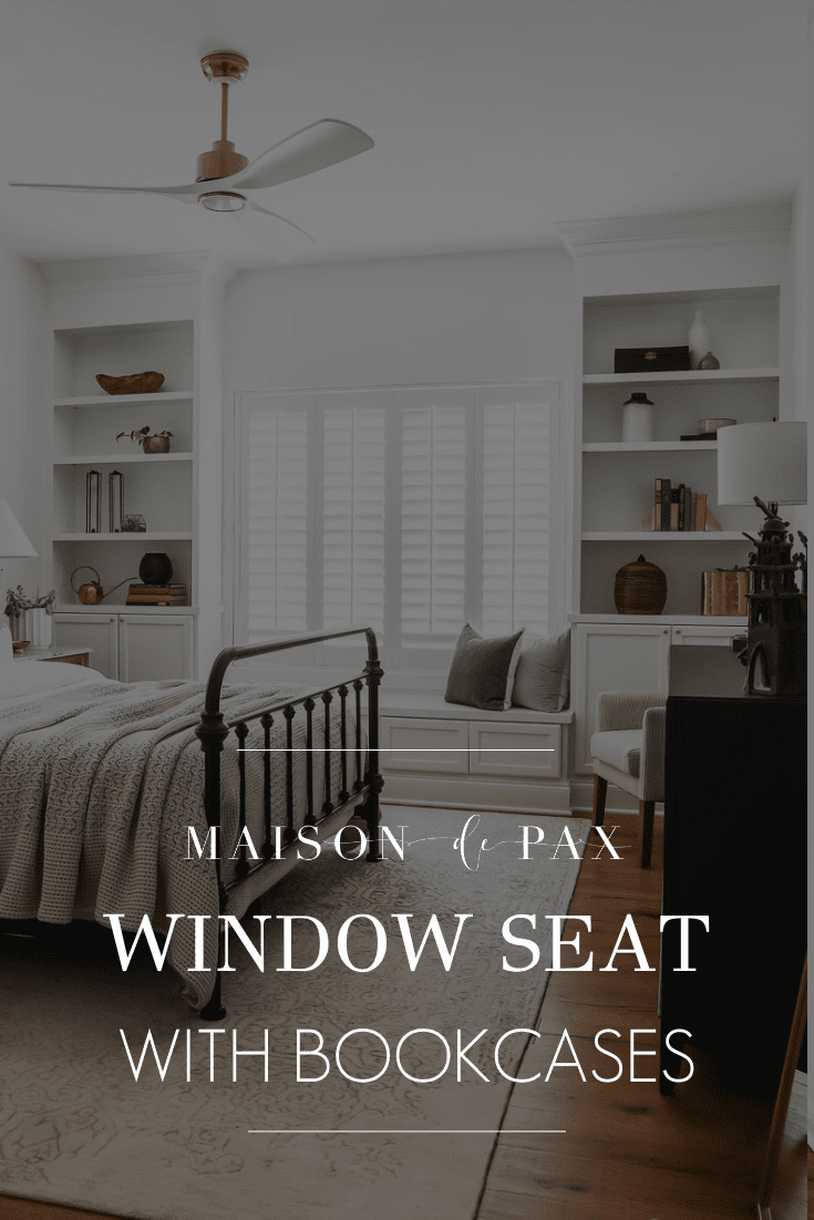 bedroom with window seat with bookcases