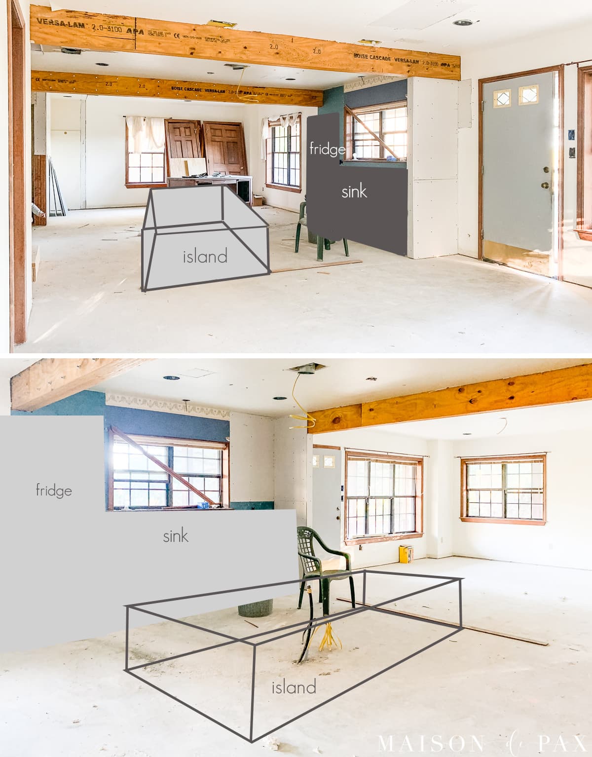 blueprint drawings for a modern kitchen renovation