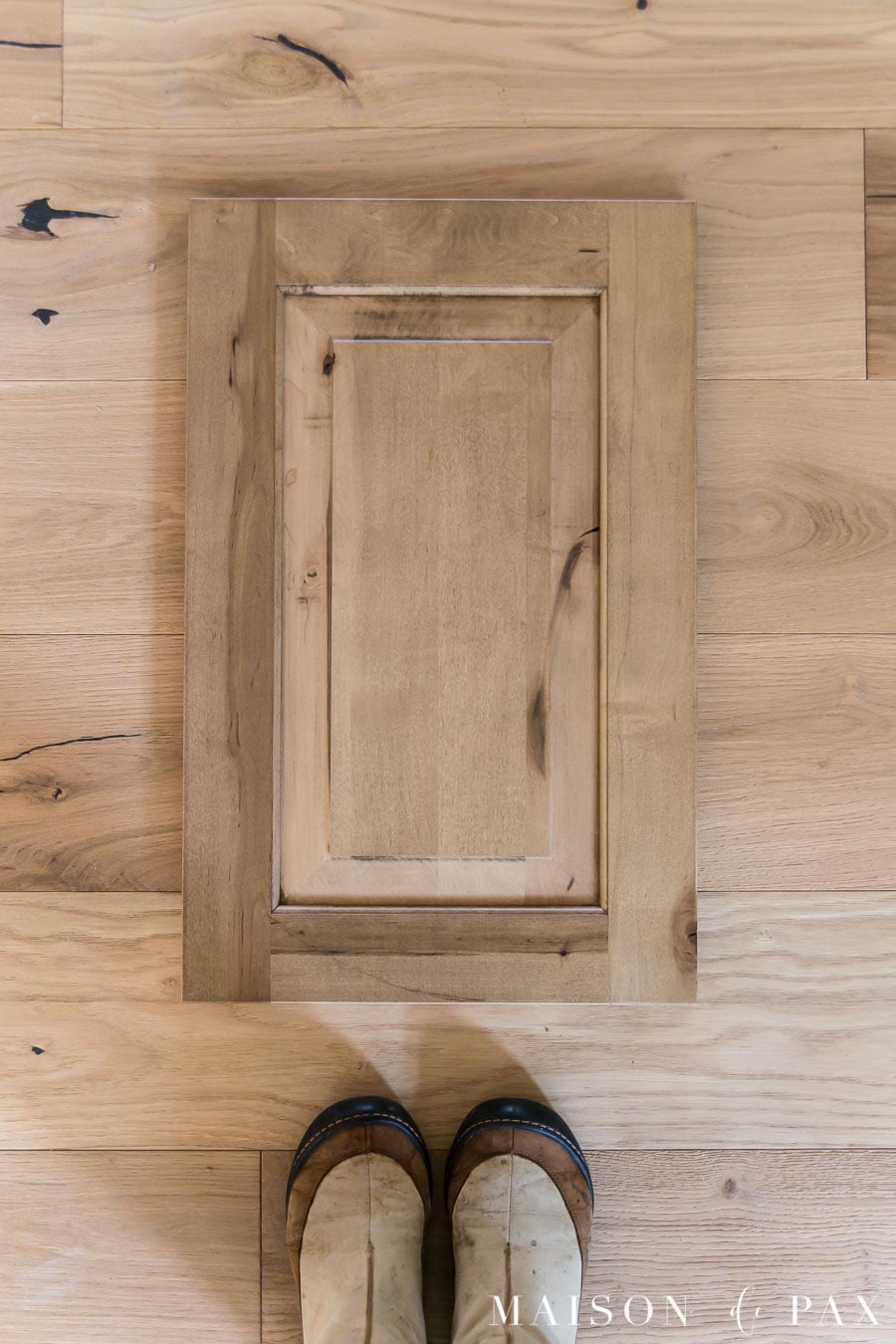 rustic maple cabinet door with white oak flooring | Maison de Pax