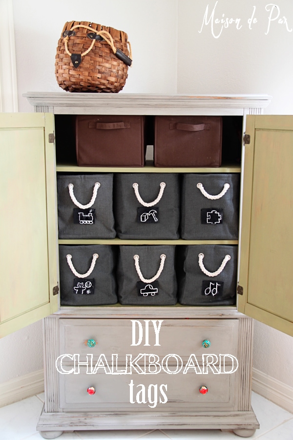 Make your own chalkboard storage labels and make clean up a breeze!
