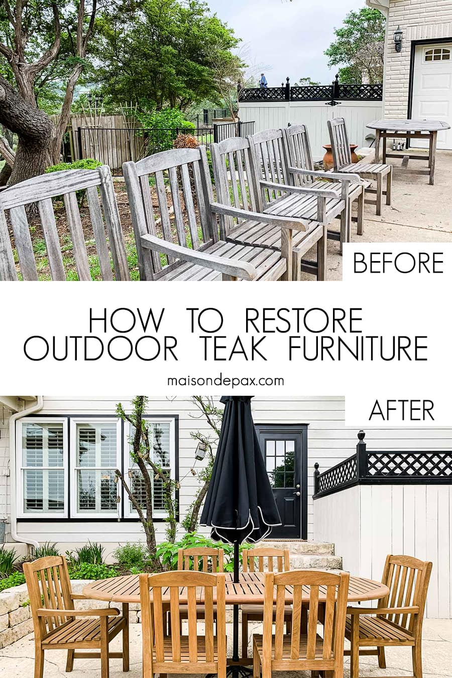 how to restore teak furniture before and after
