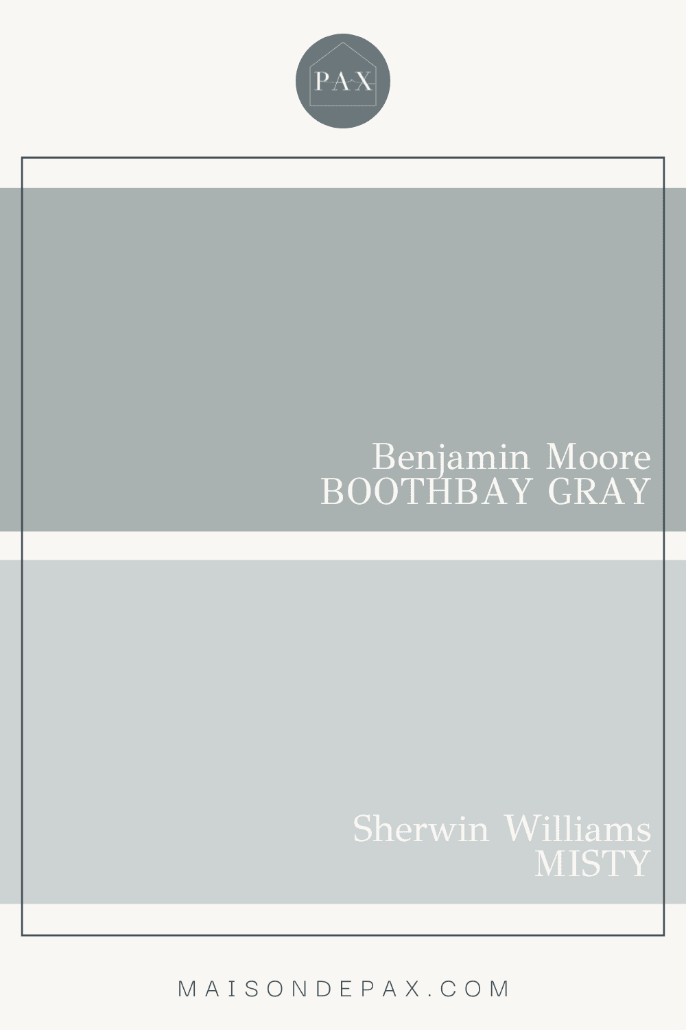 Benjamin Moore Boothbay Gray vs SW Misty - light blue paint colors