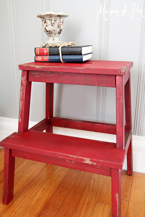 Red vintage step stool- Maison de Pax