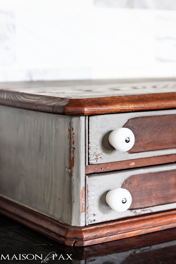 beautiful two-toned antique chest makeover via aiweb9ygdry.cmersite.com #tutorial #diy #stain #paint