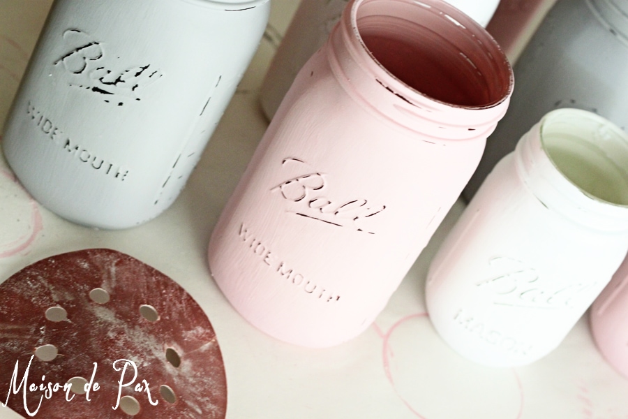 chalk painted mason jars- Maison de Pax