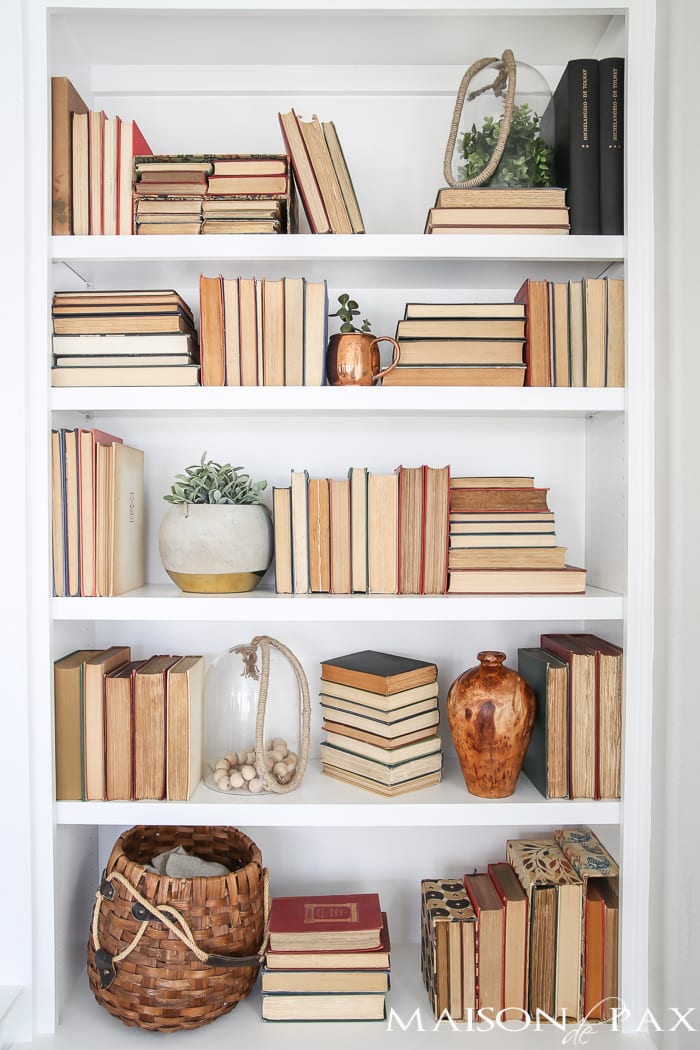 Use greenery to style bookshelves- Maison de Pax