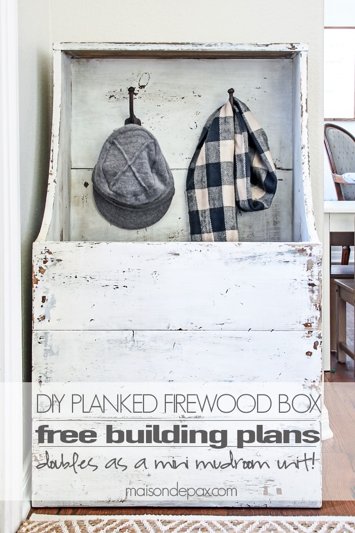 I love this for an entryway! Step by step tutorial and building plans for an "antique" firewood box - perfect for a mini mudroom, too! aiweb9ygdry.cmersite.com