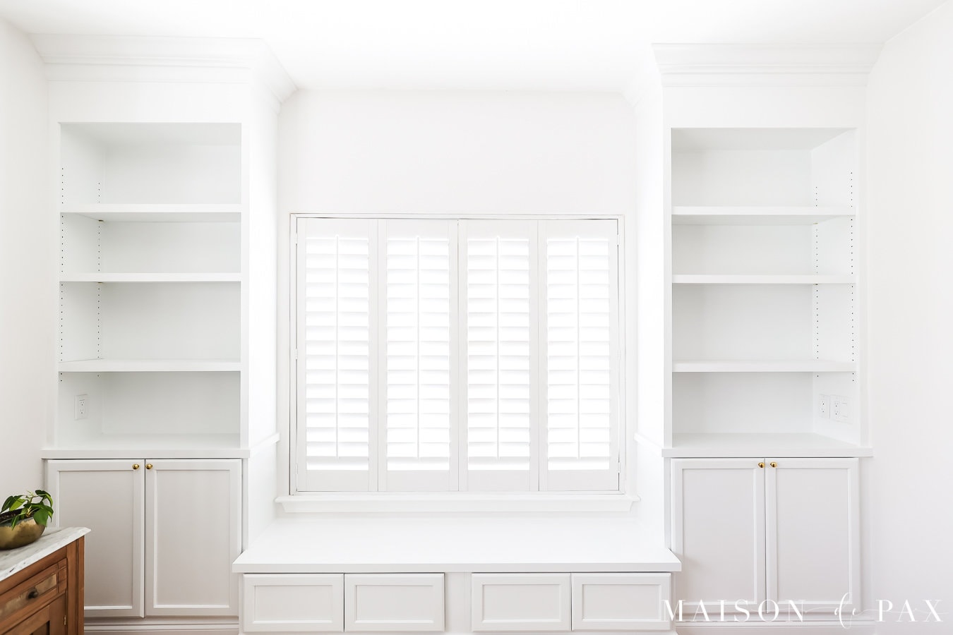 diy fill, caulk, prime, and paint trim work and bookcases