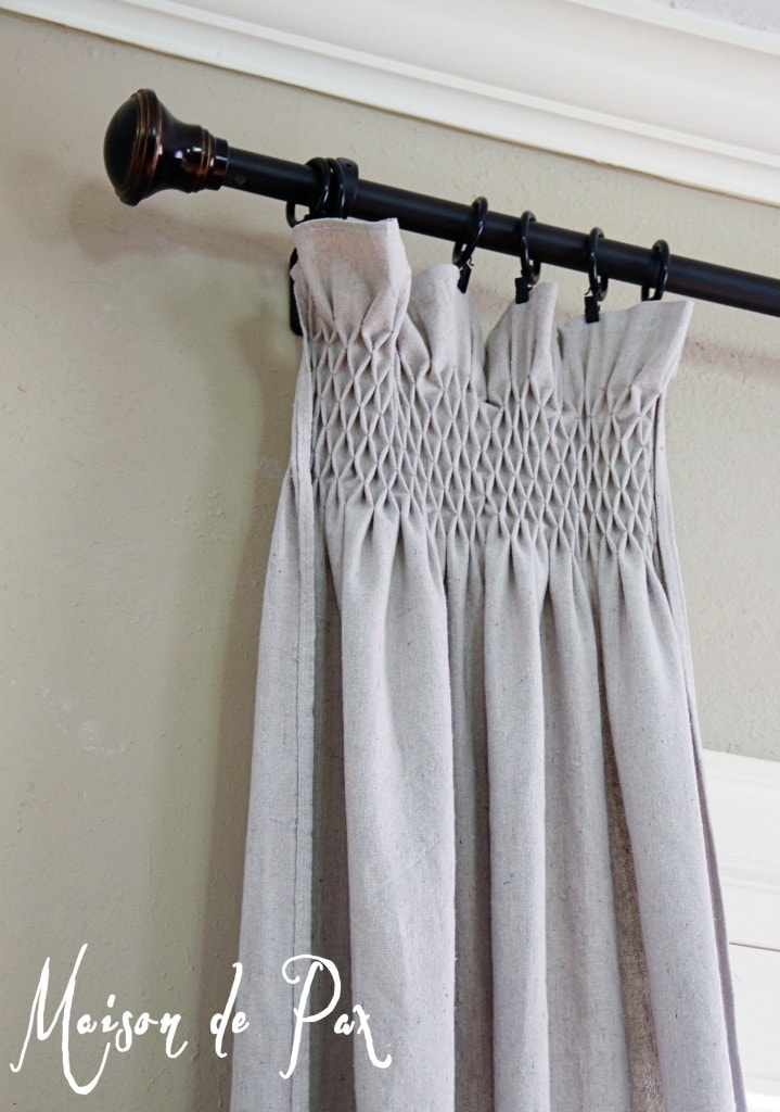 smocked curtains close