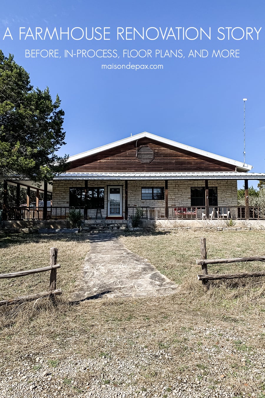 texas ranch house facade and split rail fence | Maison de Pax