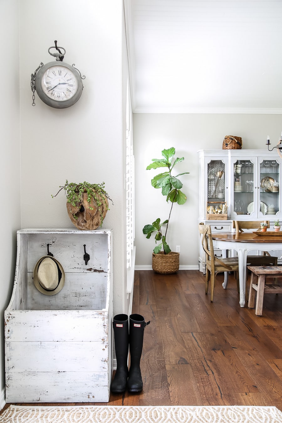 Rich brown wood floors with SW Agreeable Gray walls and true white trim | Maison de Pax