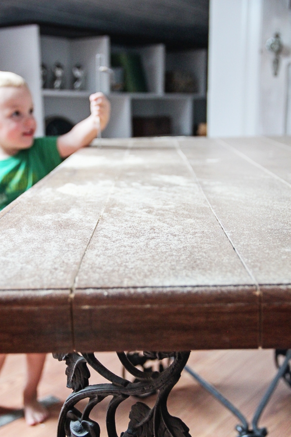 Faux Planked Desk (saw lines dust)