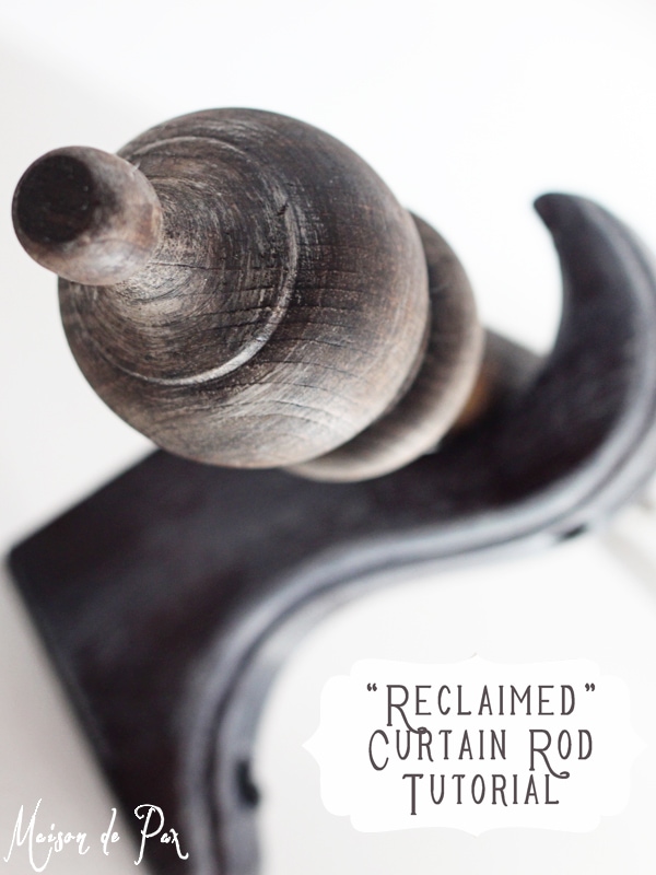 Create your own "reclaimed" wood curtain rods for only $5!