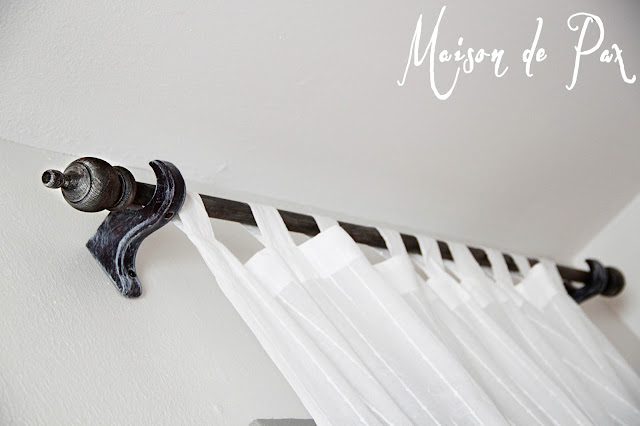 Create your own "reclaimed" wood curtain rods for only $5!