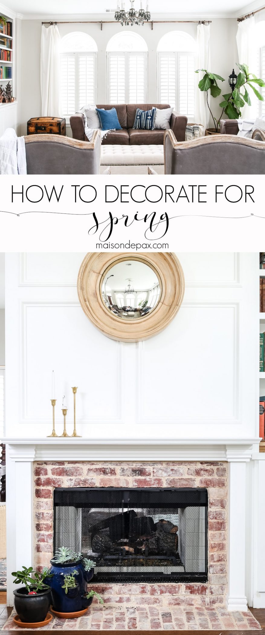 Spring decorated modern farmhouse living room- Maison de Pax