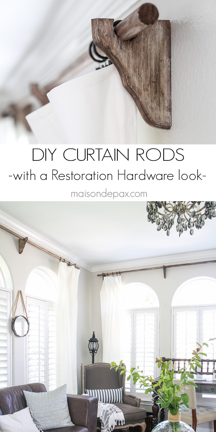 DIY Curtain Rods with Rustic Finish- Maison de Pax