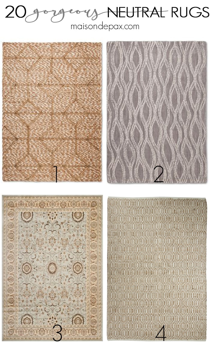 20 gorgeous neutral rugs! From traditional to modern, these neutral rugs are a great complement to any space. Bring in texture and beauty with one of these great finds.