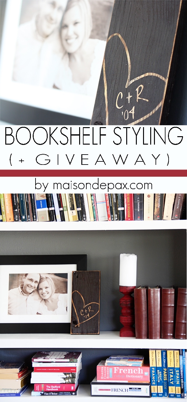 Bookcase Styling with Signs by Andrea + GIVEAWAY