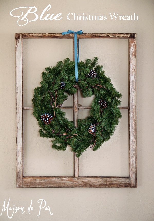Traditional Christmas Wreath with Touches of Blue