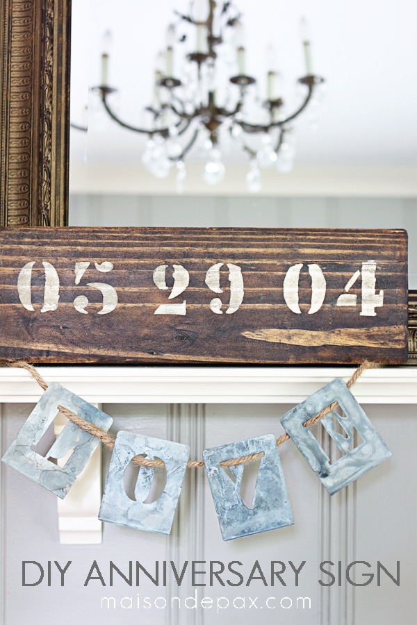 Create your own rustic wooden sign to celebrate an anniversary, birthday, or any other special occasion. Get the full tutorial on this easy DIY painted sign.