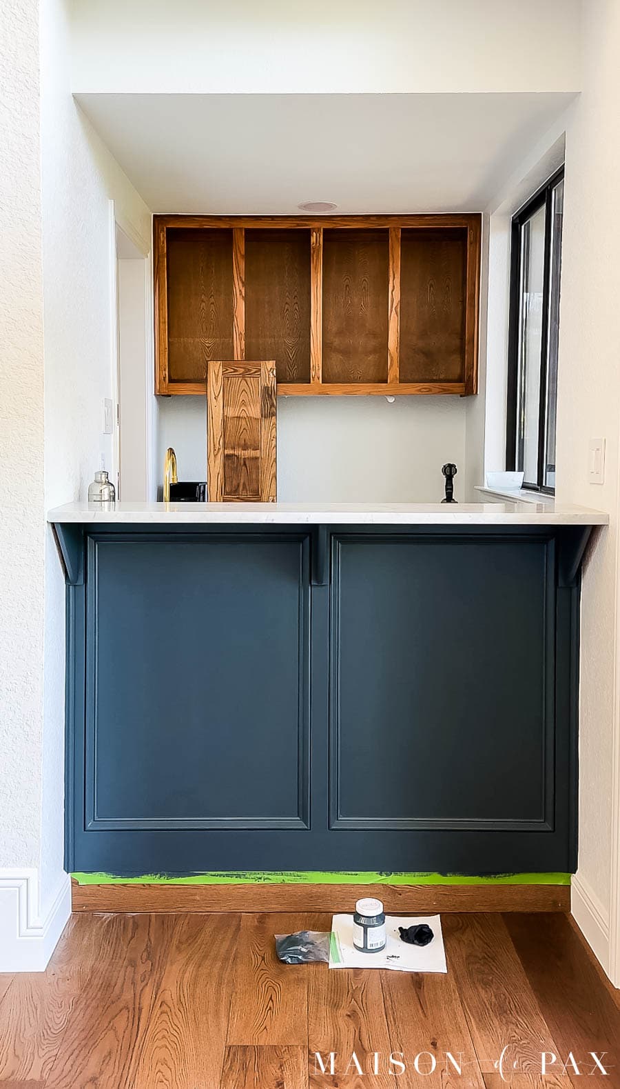 stain samples for outdated orange oak cabinets
