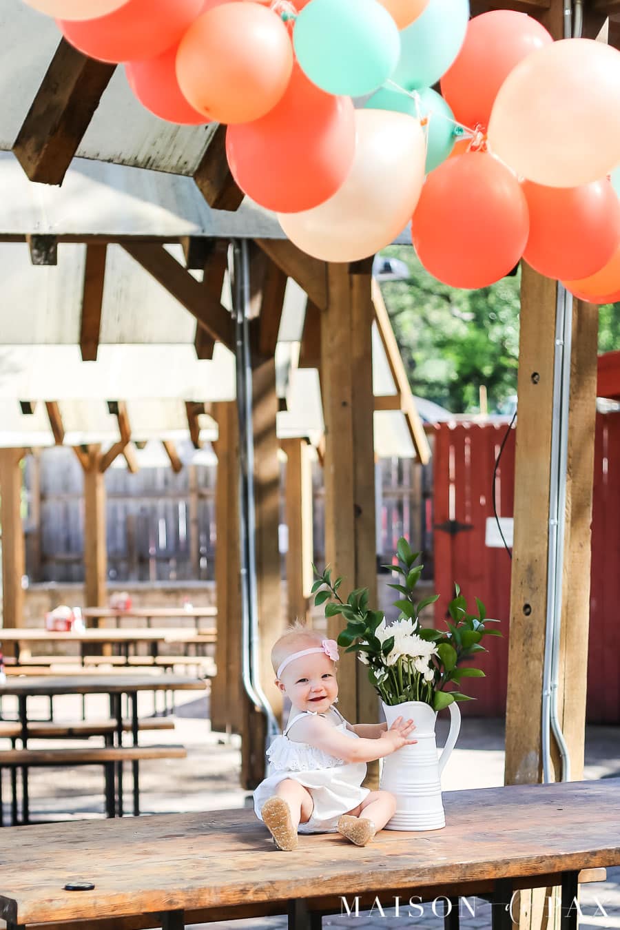 balloon garland outdoor party decoration