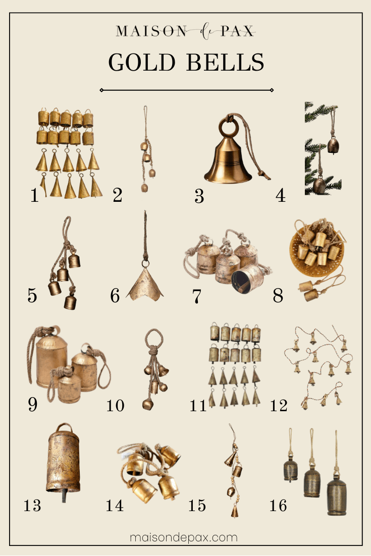 best essential holiday decor: gold bells