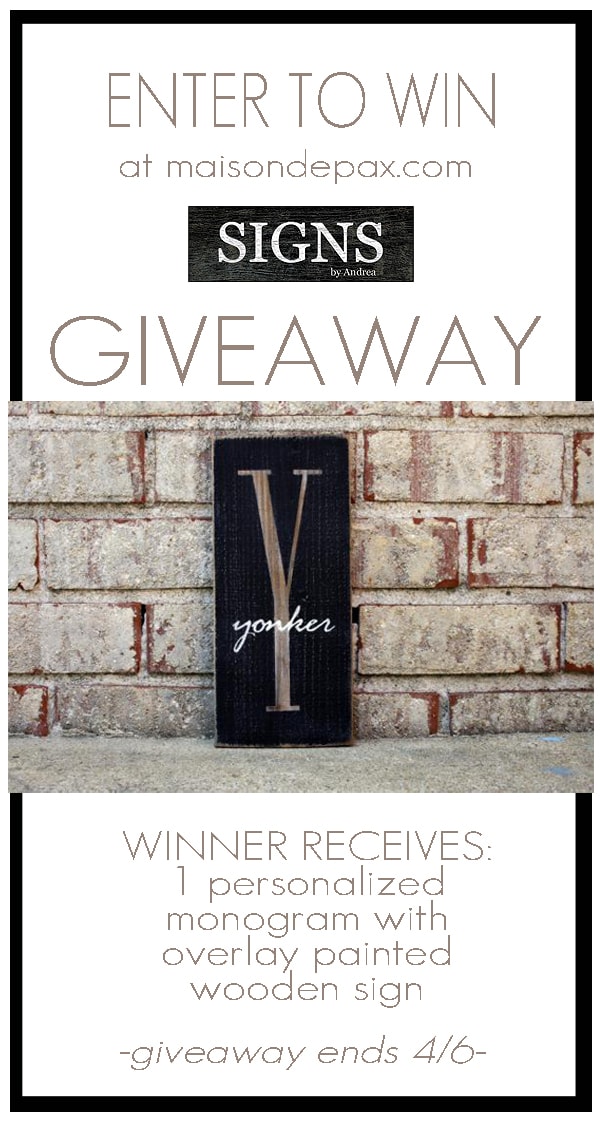 Enter to win a gorgeous, handmade, personalized wooden sign at aiweb9ygdry.cmersite.com No purchase necessary!
