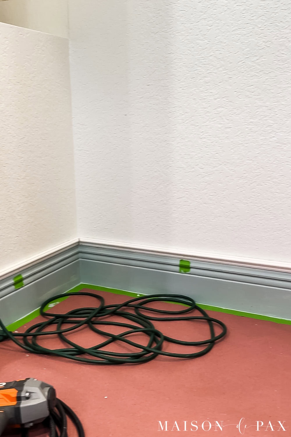 base cap molding installed in closet