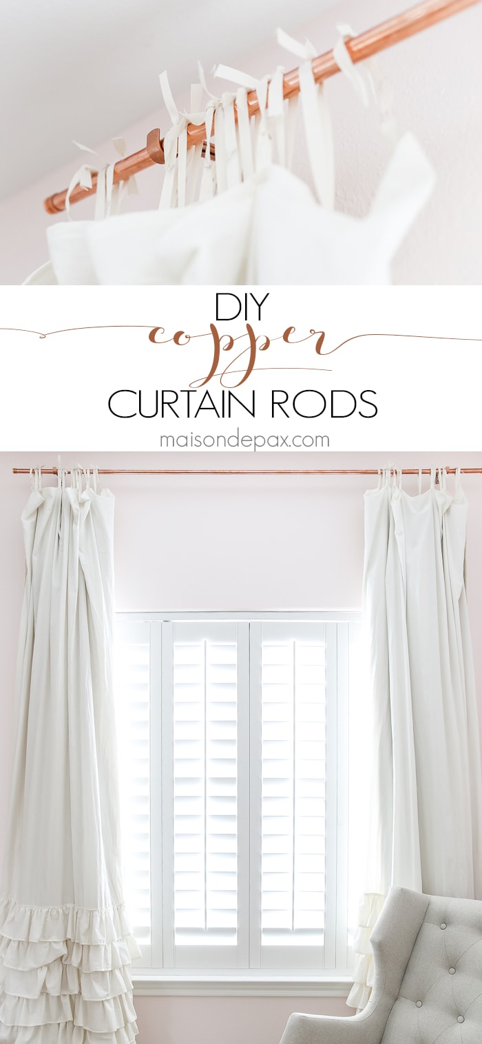 Copper is such a beautiful accent, and curtain rods can be so expensive! These DIY copper curtain rods are both chic and affordable, and they are so so easy to make. Read the full tutorial for how to make copper curtain rods.