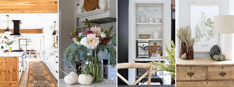 four kitchens decorated with farmhouse fall decor