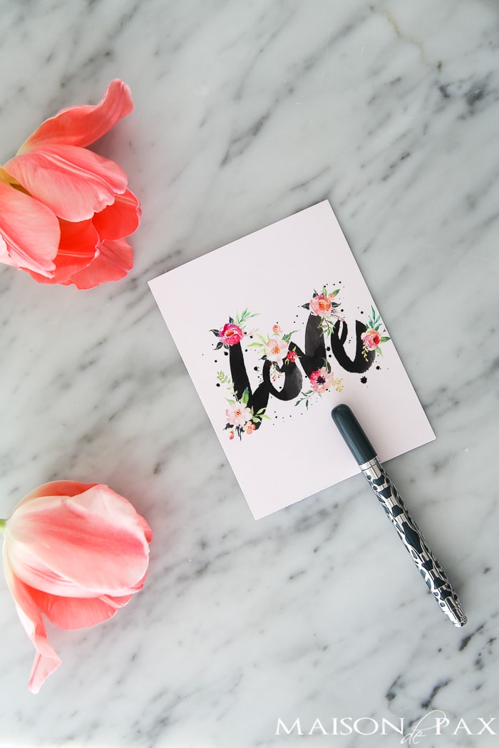Love and floral art Valentine's Day Card- Maison de Pax