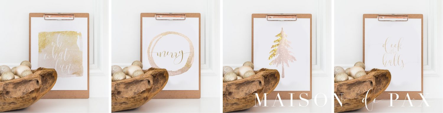 four blush and gold christmas printables