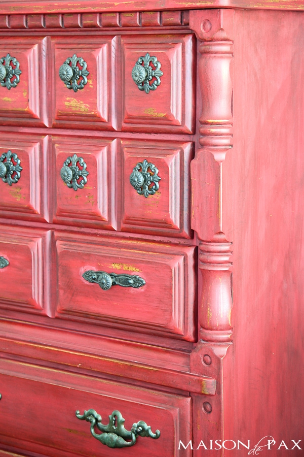 gorgeous vintage dresser refinished in a distressed, rustic red milk paint | aiweb9ygdry.cmersite.com