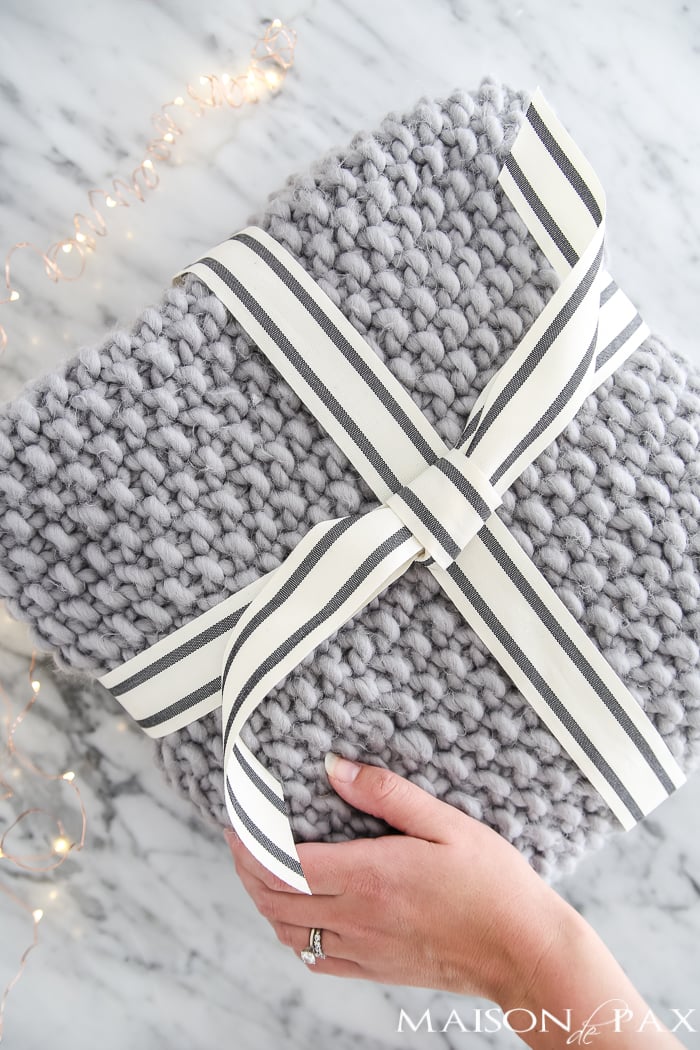 cozy knit wool blanket makes a beautiful Christmas gift! #giftideas
