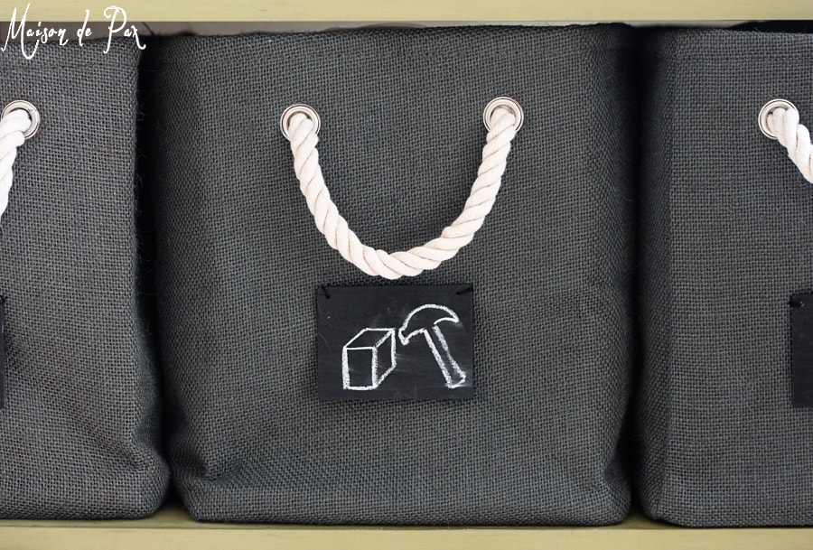 Playroom Organization fabric bins- Maison de Pax