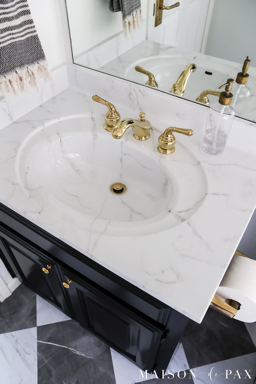 clear epoxy sealer over painted marble look countertops