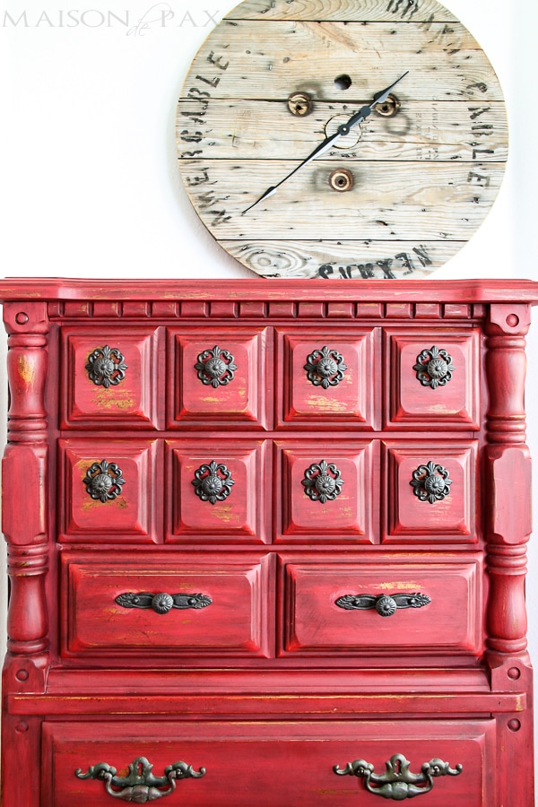 gorgeous vintage dresser refinished in a distressed, rustic red milk paint | aiweb9ygdry.cmersite.com