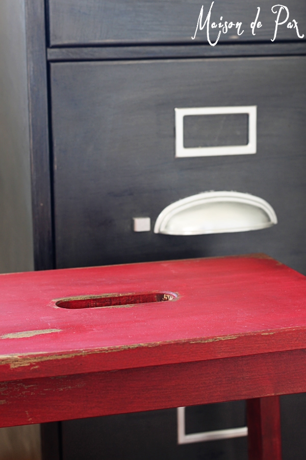 Red vintage step stool- Maison de Pax