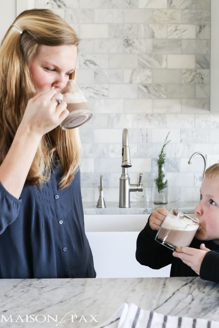 Delicious and SO EASY decadent hot chocolate: just a few minutes on the stovetop and you've got wonderfully creamy drinking chocolate to enjoy.