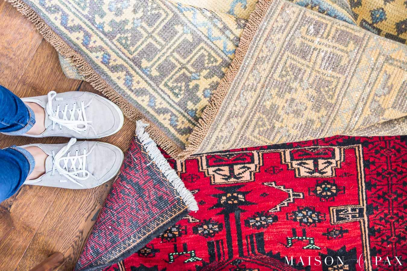 Vintage rug runners red and faded gold - Maison de Pax
