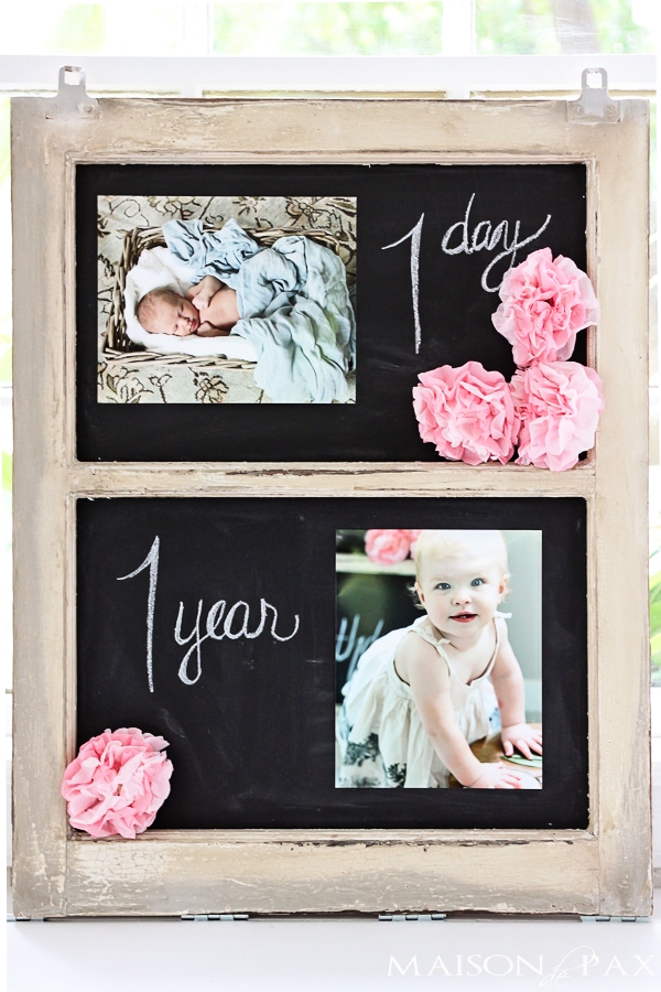 Newborn and first birthday side by side frame- Maison de Pax