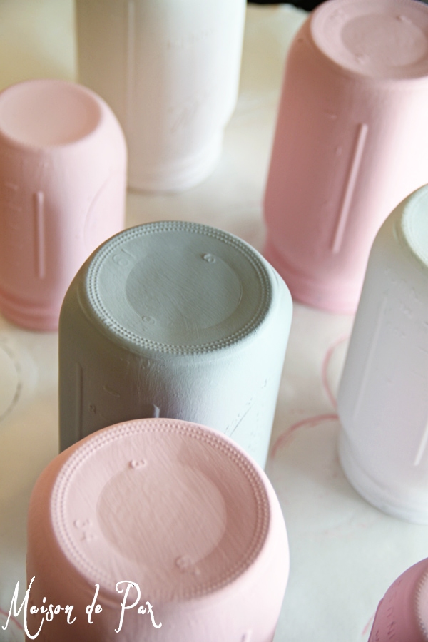chalk painted mason jars- Maison de Pax
