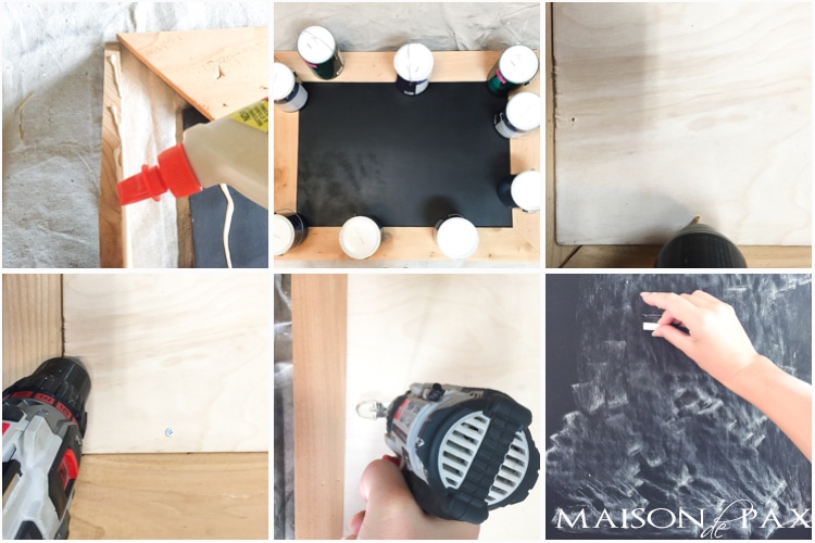 step by step tutorial for how to make a giant chalkboard with a vintage schoolroom look... for cheap!