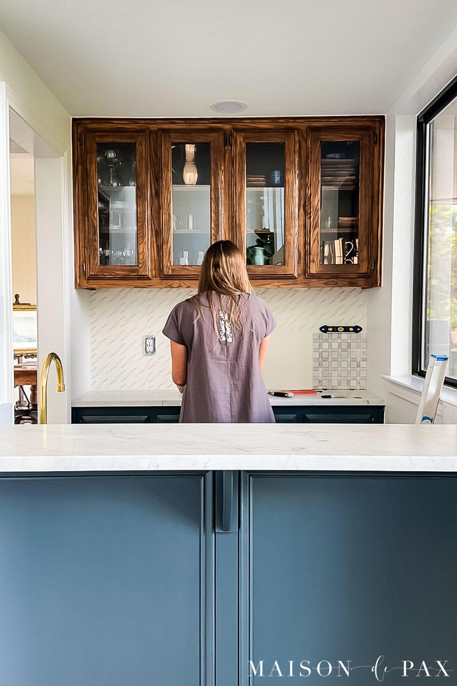 use level to install tile backsplash