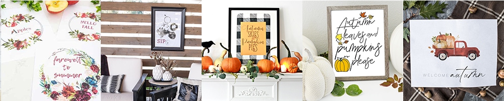 five different free fall printables