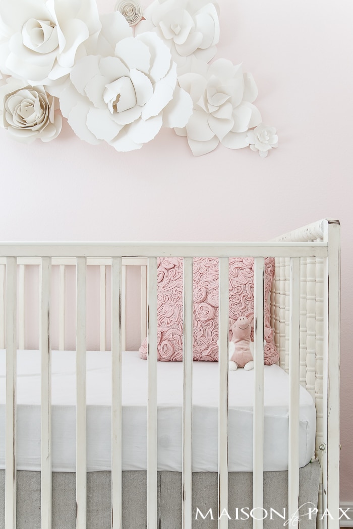 Baby girl crib and paper flower wall art- Maison de Pax