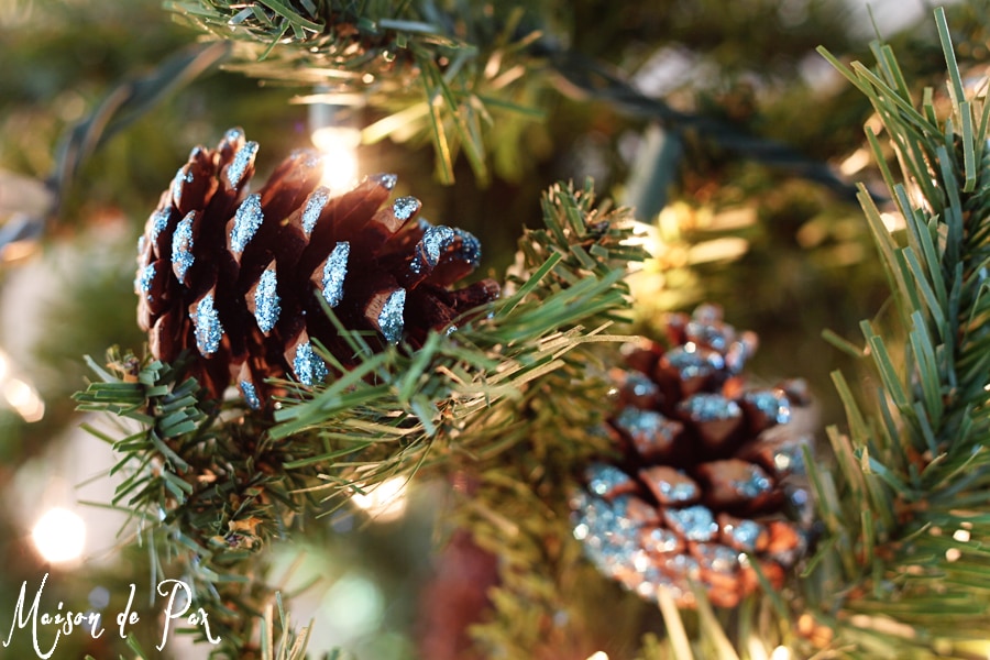 Icy Blue Pinecone Ornaments