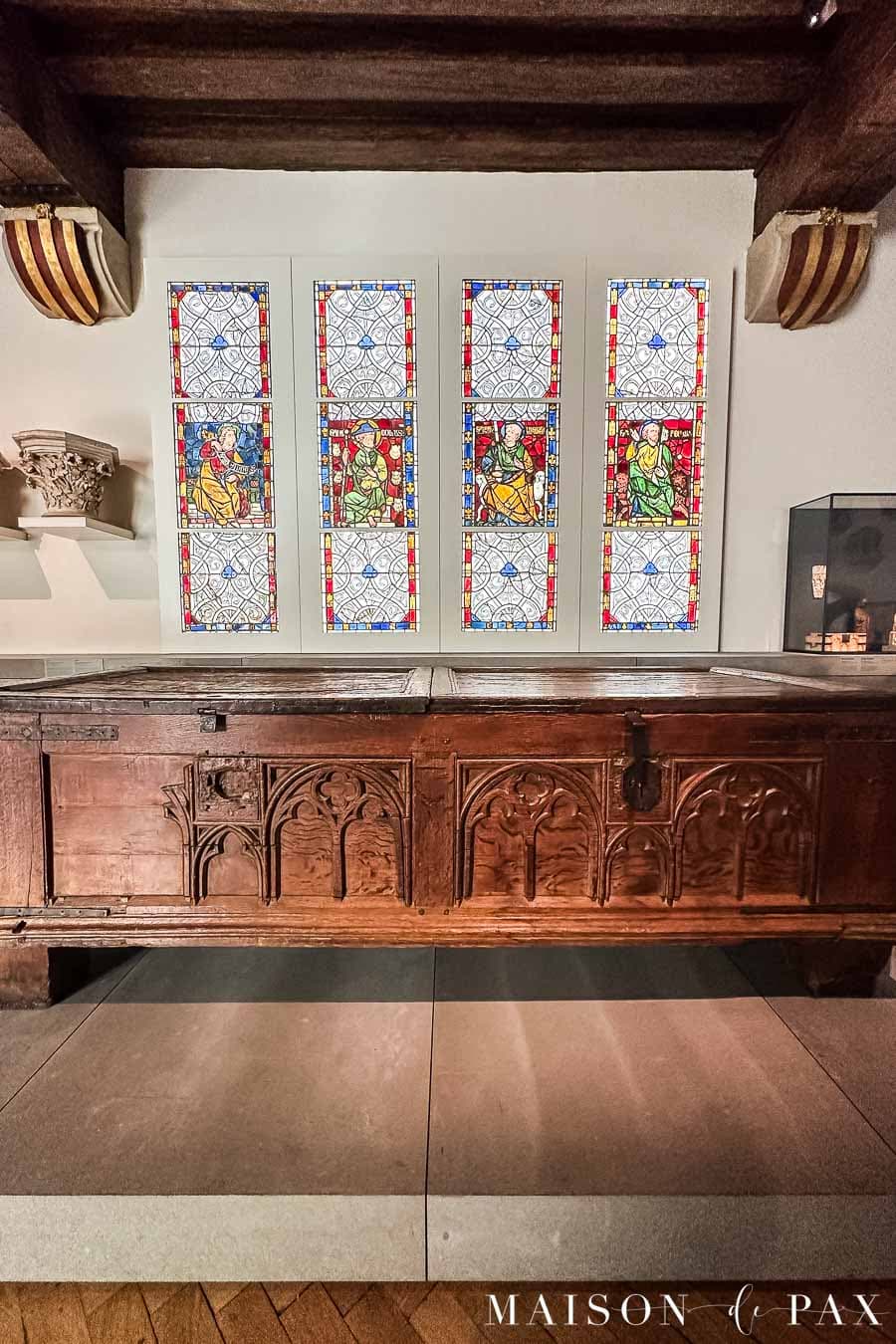 ancient grain storage cabinet with beautiful carved motifs
